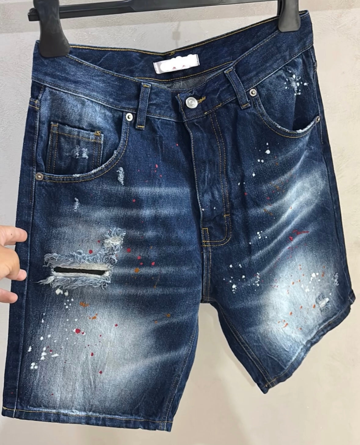 Short Jeans Blue Painted