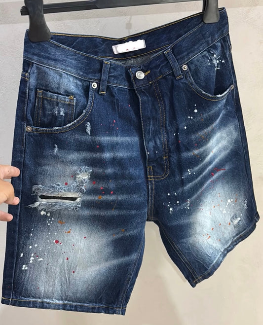 Short Jeans Blue Painted